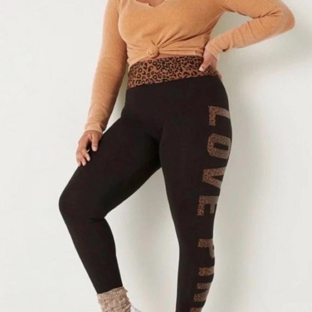 Victorias secret PINK leopard fold over leggings